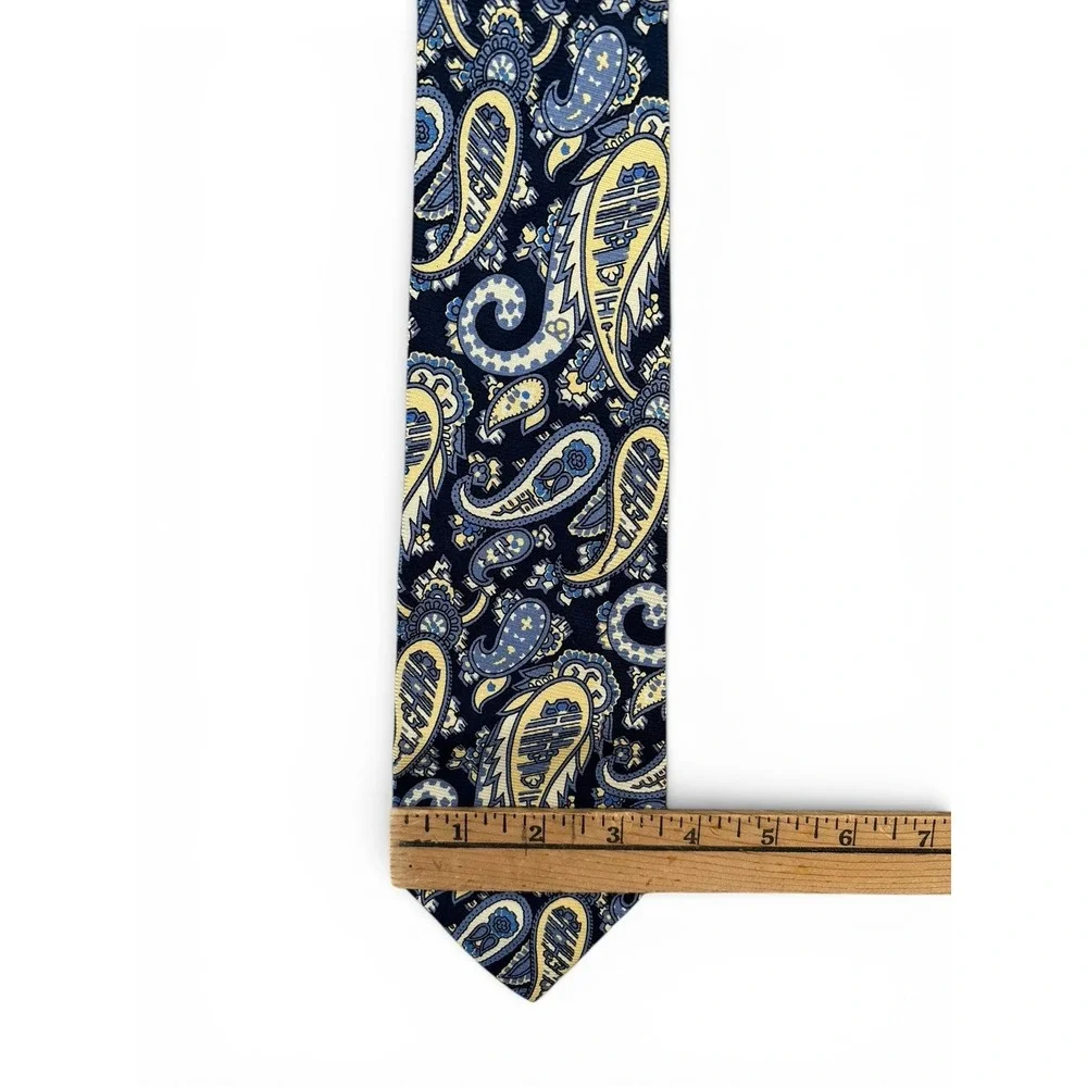 Vintage Polo Ralph Lauren Tie Blue Paisley Pattern Designer 100% Silk Preppy USA
